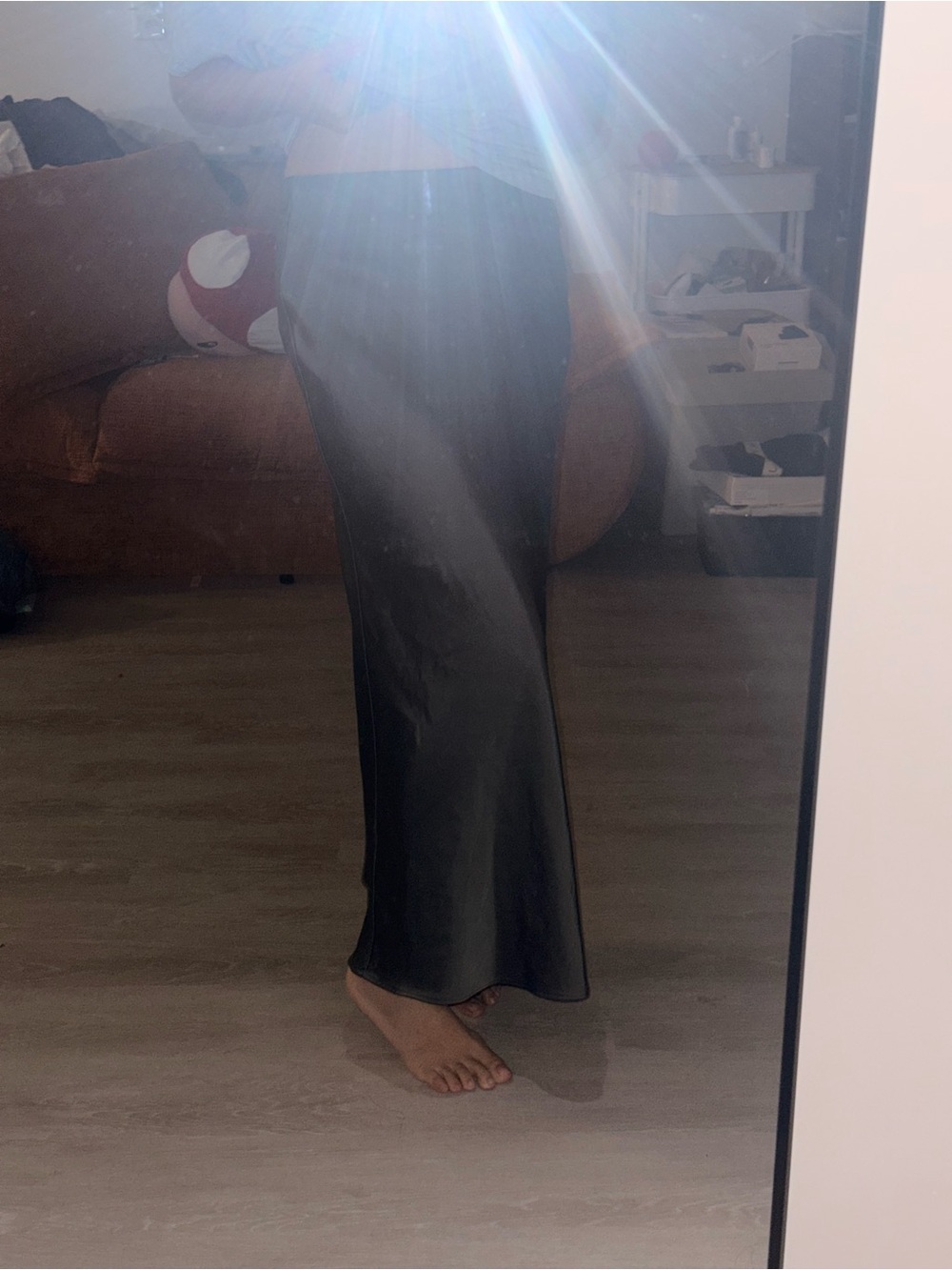 Zara Black Satin Bias Maxi Skirt